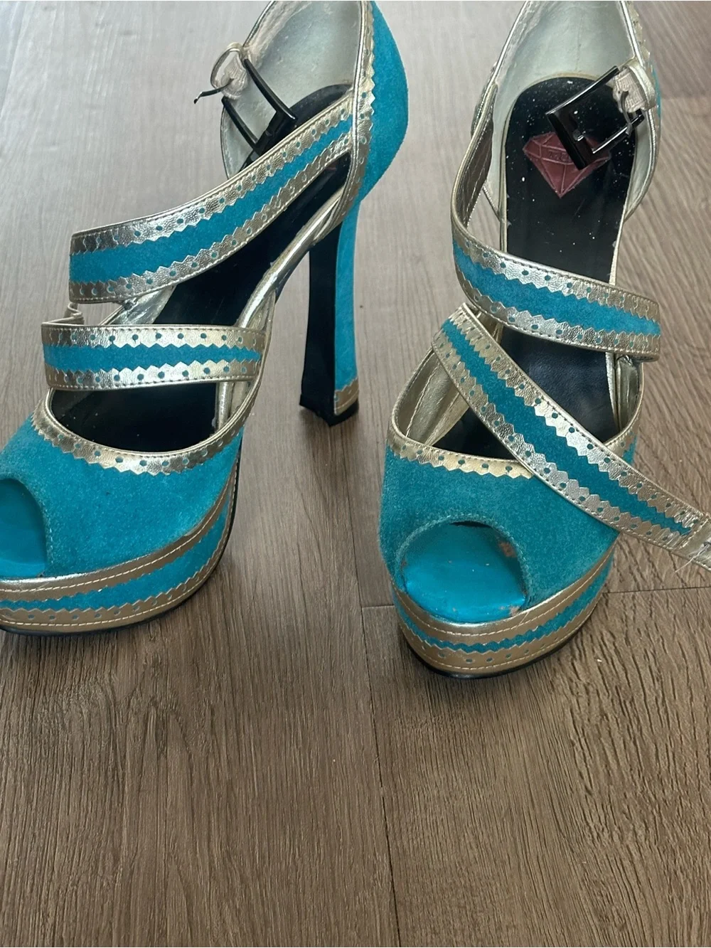 T.U.K. Platinum Collection turquoise platform heels